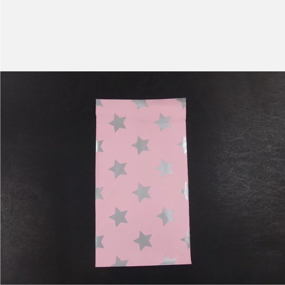 8 of 6x9 SILVER STARS Poly Mailers Lightweight Pink Shipping Mailers